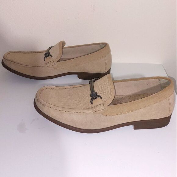 STACY ADAMS Men's Textured Leather Moc Toe Kelby Slip-on Loafers Beige Size 9M - Picture 6 of 14